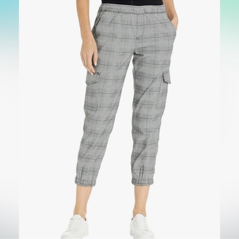 Sanctuary Gray Plaid Cargo Joggers Pants NWT Large - Picture 2 of 10